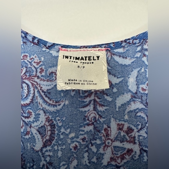 Intimately Free People Blue Flowy Ruffle Tiered Sleeveless Paisley Floral Top S - Picture 4 of 8
